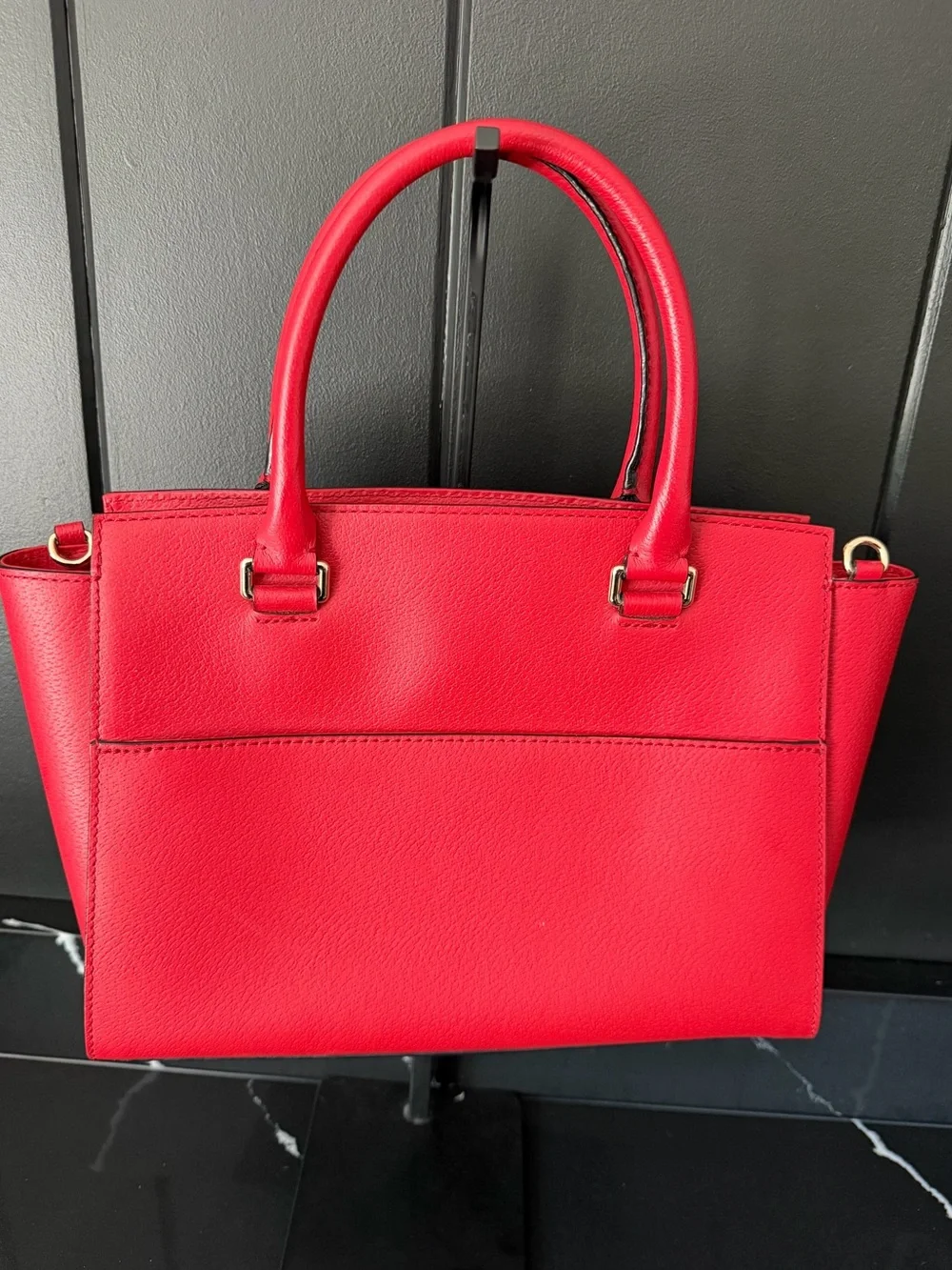Kate Spade New York Red Pebbled Leather Satchel Tote Bag - Picture 4 of 8